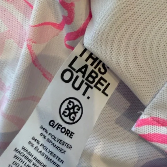 G/FORE Men's Medium BLUSH Watercolour Floral Tech Pique Golf Polo MSRP $120 - Picture 7 of 7